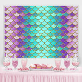 Lofaris Purple and Green Scales Little Mermaid Themed Backdrop
